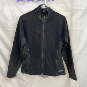 REI adult black gray fleece full‎ zip pocket outdoor athletic active jacket S/M